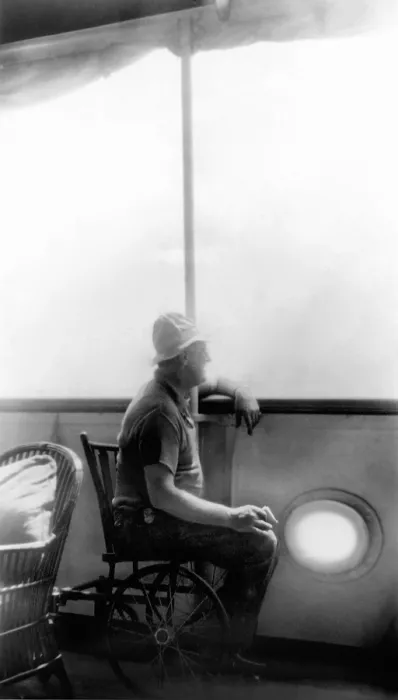 Framed Print : Franklin Roosevelt in his wheelchair aboard Vincent Astor's yacht. April 1935 Framed Print : Franklin Roosevelt in his wheelchair aboard Vincent Astor's yacht. April 1935