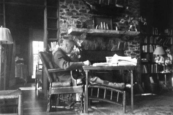 Framed Print : Franklin Roosevelt working at Warm Springs a few days before his death. Apr. 1945