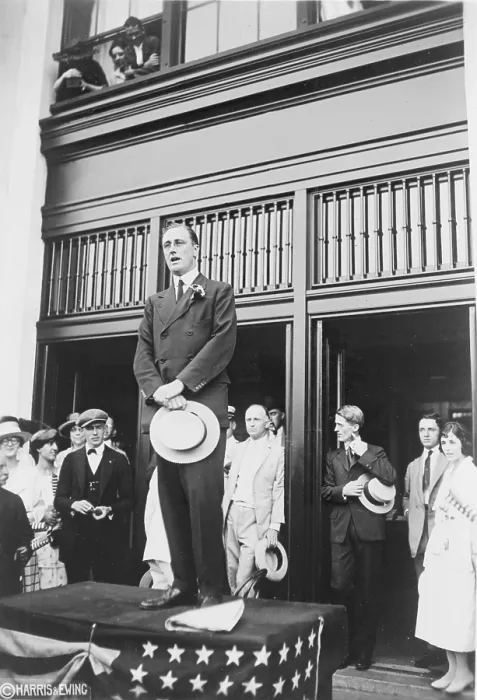 Framed Print : Franklin Roosevelt, not yet forty years old, speaking as he ran for Vice President as the running mate of Democrat James M. Cox in 1920