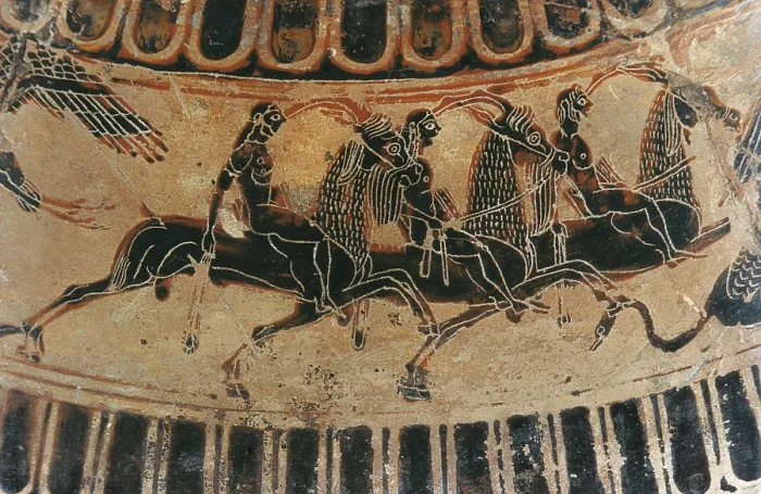 Framed Print : Franois Vase. 570 BC. Detail of this Attic black-figured krater with volutes, made by the potter Ergotimos and the painter Klitias. Fight between pygmies and cranes Framed Print : Franois Vase. 570 BC. Detail of this Attic black-figured krater with volutes, made by the potter Ergotimos and the painter Klitias. Fight between pygmies and cranes