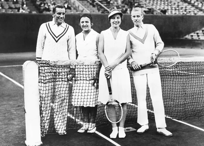 Framed Print : Fred Perry and Betty Nuthall (left) of Britain won the French Mixed Doubles Championship. June 7, 1932