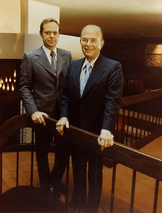 Framed Print : Fred Turner b. 1933 and Ray Kroc 1902-1984 the executive leaders of McDonald's Corporation ca. 1970s. McDonald's Corp