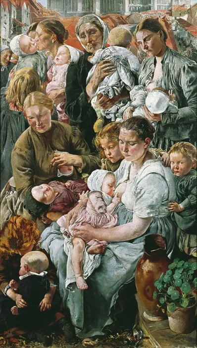 Framed Print : FREDERIC, Leon Henri Marie (1856-1940). The Ages of the Worker. 1895-1897. Detail of the left panel. Symbolism. Oil on canvas. FRANCE. Paris. Musee d'Orsay (Orsay Museum)