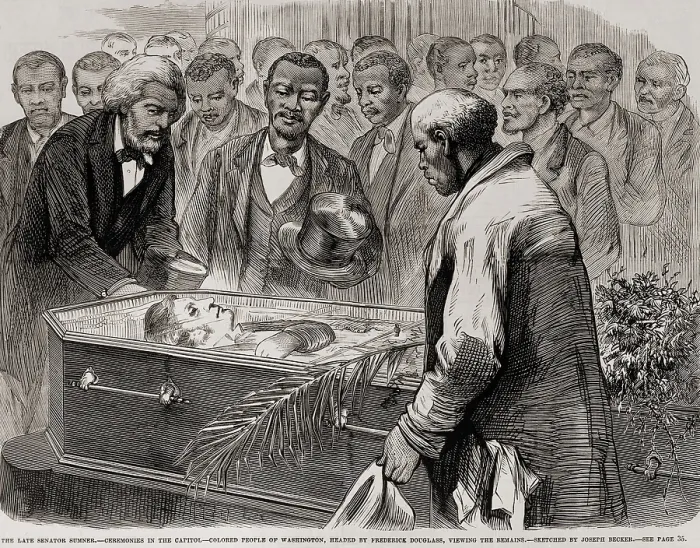 Framed Print : Frederick Douglass, heads the African American mourners for Senator Charles Sumner, in the rotunda of the Capitol, March 1874 Framed Print : Frederick Douglass, heads the African American mourners for Senator Charles Sumner, in the rotunda of the Capitol, March 1874