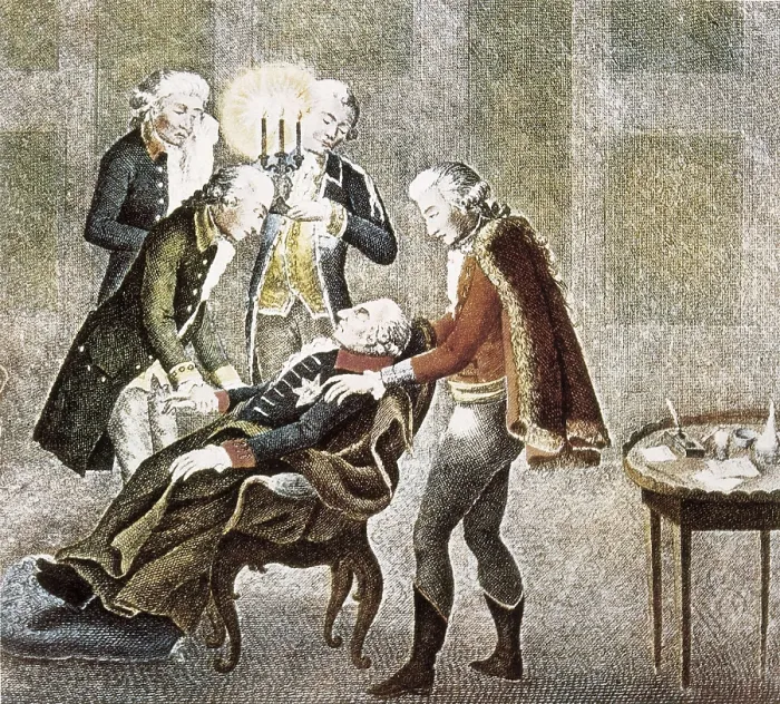 Framed Print : FREDERICK II 'the Geat' (1712-1786). Death of Frederick II the Great II in the Palace of Sanssouci (August 17, 1786). Etching. AISA / Everett Collection**US SALES ONLY**