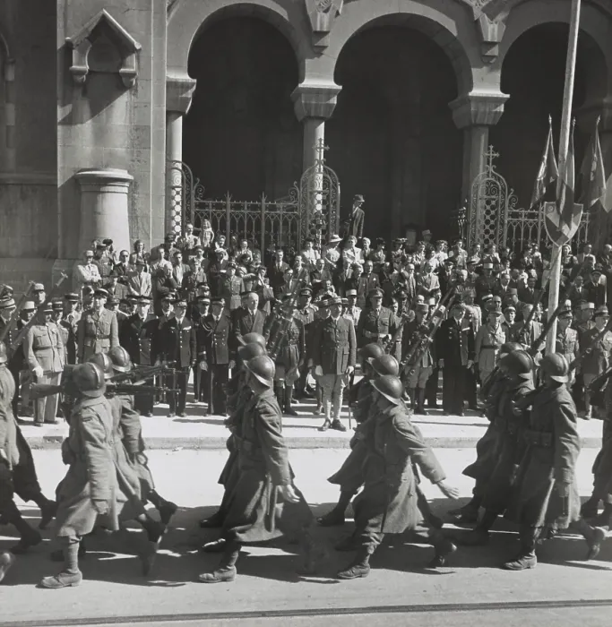 Framed Print : Free French Troops reviewed by Gen. Henri Giraud during the Allied victory parade, World War 2. Tunis, May 20, 1943. (BSLOC_2013-12_79)