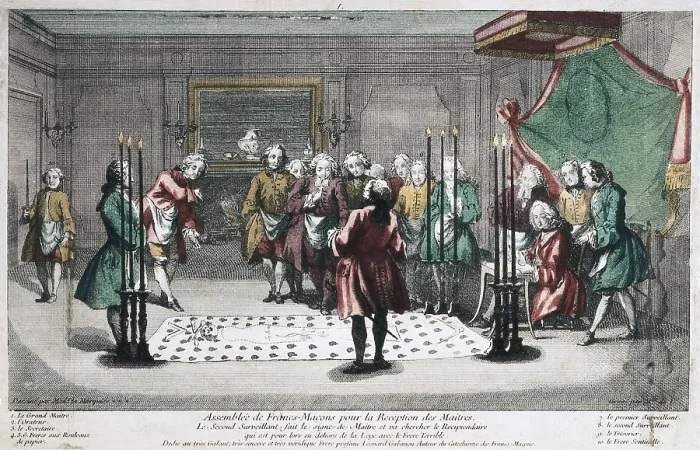 Framed Print : Freemasonry Assembly to receive the Masters (18th c.). Etching. SPAIN. Madrid. National Historical Archive of Madrid. AISA / Everett Collection**US SALES ONLY**
