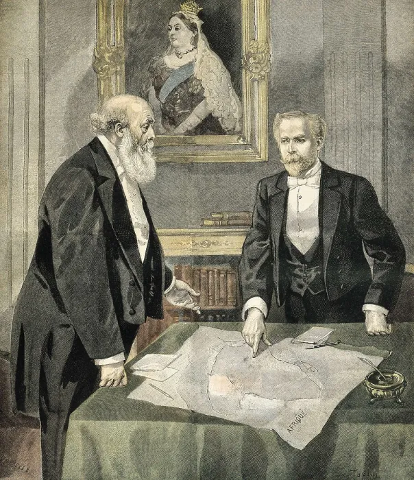 Framed Print : French-British Convention about the imperial expansionism over Africa, agreed between the French Paul Cambon (right) and the British Lord Salisbury Framed Print : French-British Convention about the imperial expansionism over Africa, agreed between the French Paul Cambon (right) and the British Lord Salisbury