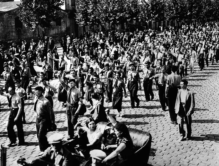 Framed Print : French Communists and Socialists marched together for the first time since the violent riots last Feb. 6, 1934 Framed Print : French Communists and Socialists marched together for the first time since the violent riots last Feb. 6, 1934