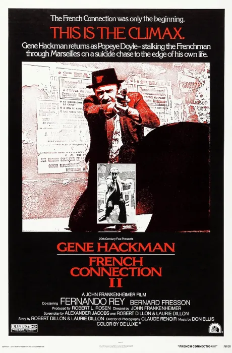Framed Print : FRENCH CONNECTION II, US poster, Gene Hackman, Fernando Rey (in box), 1975, TM & Copyright 20th Century Fox Film Corp. / courtesy Everett Collection
