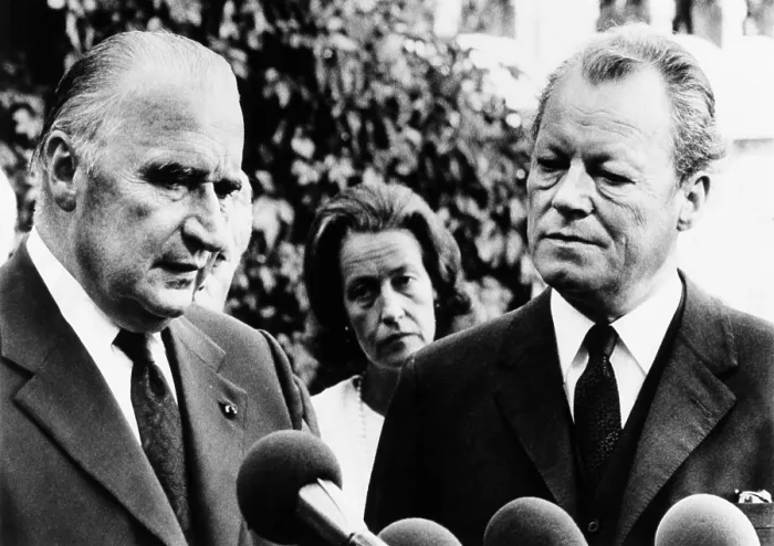 Framed Print : French President Georges Pompidou (left) Munich Massacre at the Summer Olympics, Sept. 6, 1972