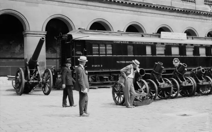 Framed Print : French railroad car in which armistice ending WW1 was signed on Nov. 11, 1918