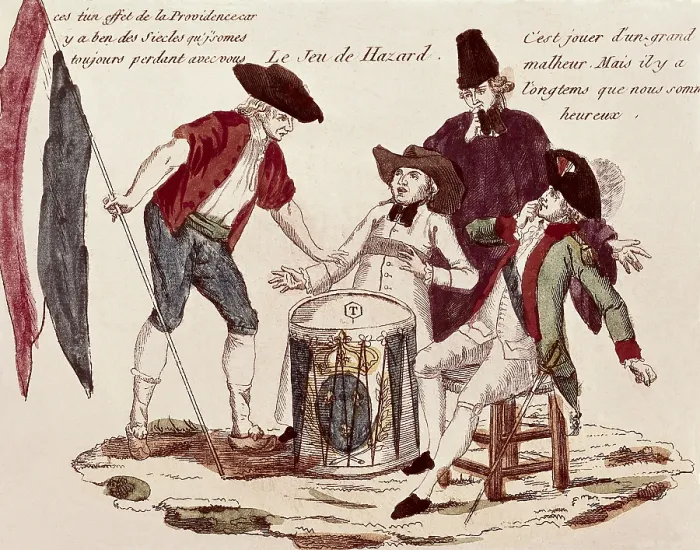 Framed Print : French Revolution. 'Le Jeu de Hazard' (The Gambling). Caricature alluding to the abolition of privileges of the nobility and clergy