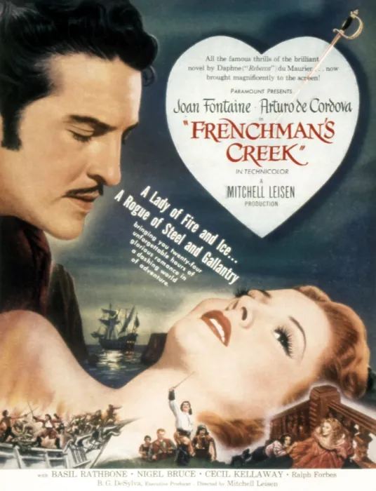 Framed Print : FRENCHMAN'S CREEK, US poster art, from left: Arturo de Cordova, Joan Fontaine, 1944