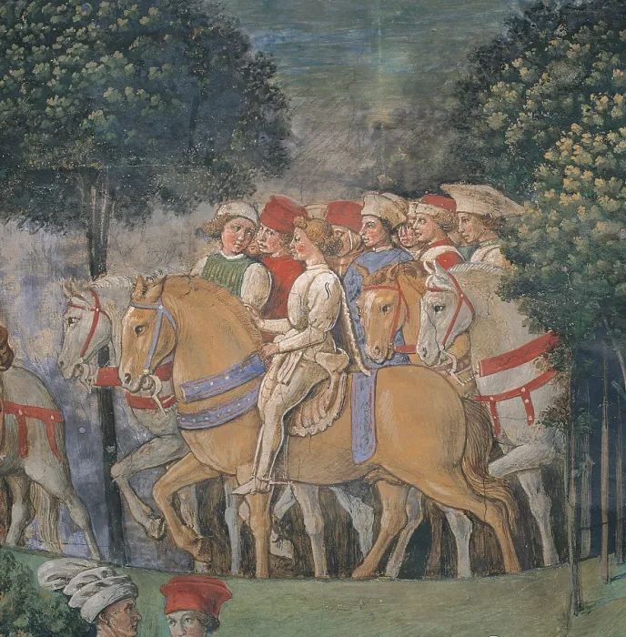 Framed Print : Frescoes of the Chapel of the Magi, by Benozzo di Lese di Sandro known as Benozzo Gozzoli, 1459 - 1460 about, 15th Century, fresco, - Italy, Tuscany, Florence