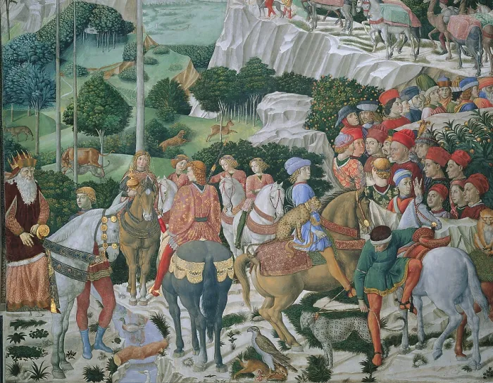 Framed Print : Frescoes of the Chapel of the Magi, by Benozzo di Lese di Sandro known as Benozzo Gozzoli, 15th Century, 1459 -1460 about, fresco, - Italy, Tuscany, Florence Framed Print : Frescoes of the Chapel of the Magi, by Benozzo di Lese di Sandro known as Benozzo Gozzoli, 15th Century, 1459 -1460 about, fresco, - Italy, Tuscany, Florence