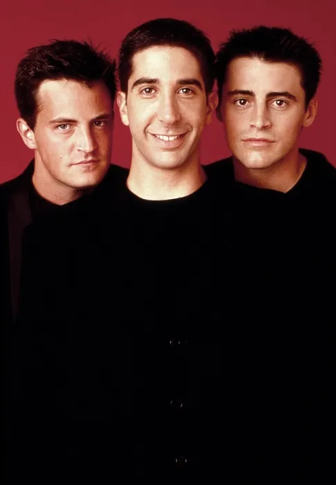 Framed Print : FRIENDS, from left, Matthew Perry, David Schwimmer, Matt LeBlanc, 1994-2004 (ca. 1994 photo)
