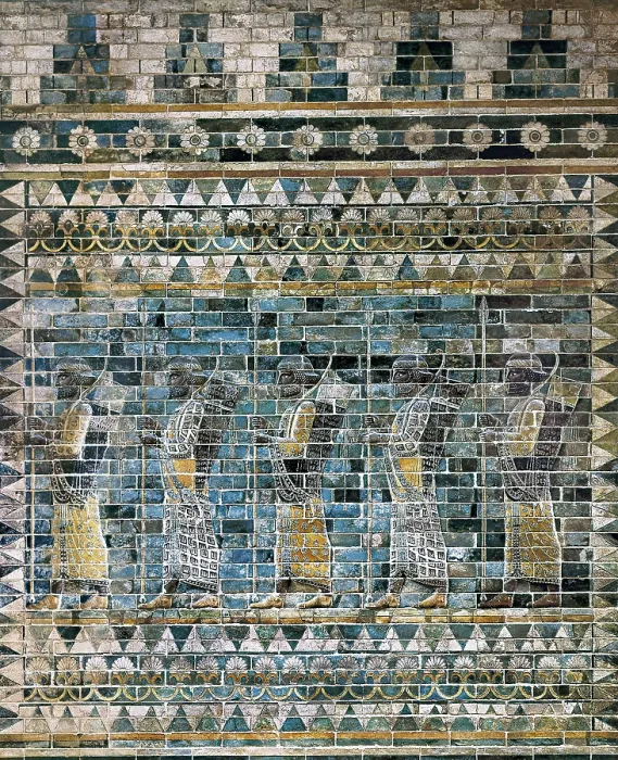 Framed Print : Frieze of archers of the Persian King's guard. 7th c. BC. Persian art. Achaemenid period. Ceramics. FRANCE. Paris. Louvre Museum. Proc: IRAN. Susa. Palace of Darius the Great