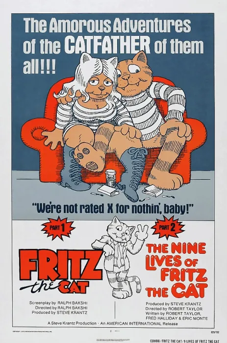 Framed Print : FRITZ THE CAT, 1972, THE NINE LIVES OF FRITZ THE CAT, 1974, US poster, from left: Bertha, Fritz the Cat Framed Print : FRITZ THE CAT, 1972, THE NINE LIVES OF FRITZ THE CAT, 1974, US poster, from left: Bertha, Fritz the Cat