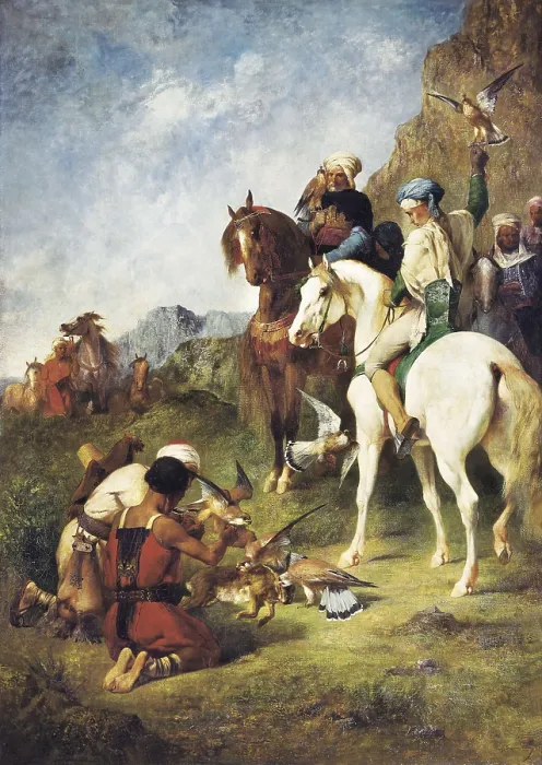 Framed Print : FROMENTIN, Eugne (1820-1876). A Falcon Hunt in Algeria: The Quarry. 1846 - 1852. Romanticism. Orientalism. Oil on canvas. FRANCE. Paris. Muse d'Orsay (Orsay Museum) Framed Print : FROMENTIN, Eugne (1820-1876). A Falcon Hunt in Algeria: The Quarry. 1846 - 1852. Romanticism. Orientalism. Oil on canvas. FRANCE. Paris. Muse d'Orsay (Orsay Museum)