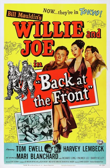 Framed Print : BACK AT THE FRONT, US poster, from left: Tom Ewell, Mari Blanchard, Harvey Lembeck, 1952 Framed Print : BACK AT THE FRONT, US poster, from left: Tom Ewell, Mari Blanchard, Harvey Lembeck, 1952