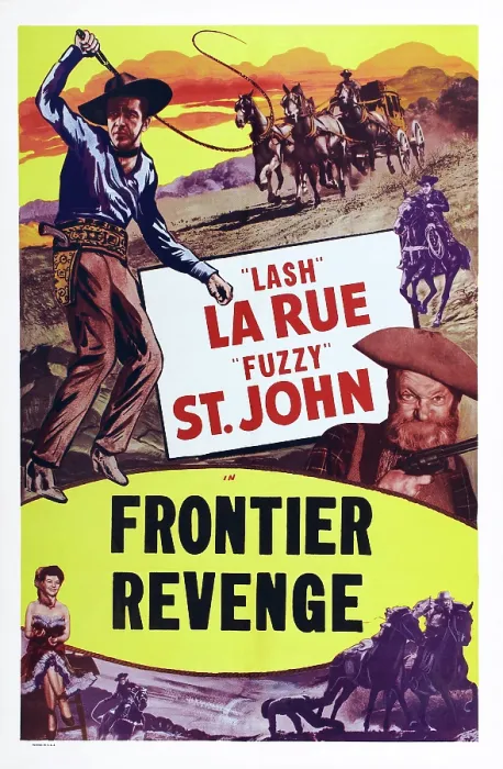 Framed Print : FRONTIER REVENGE, US poster art, top from left: Lash La Rue, Fuzzy St. John; bottom left: Peggy Stewart, 1948