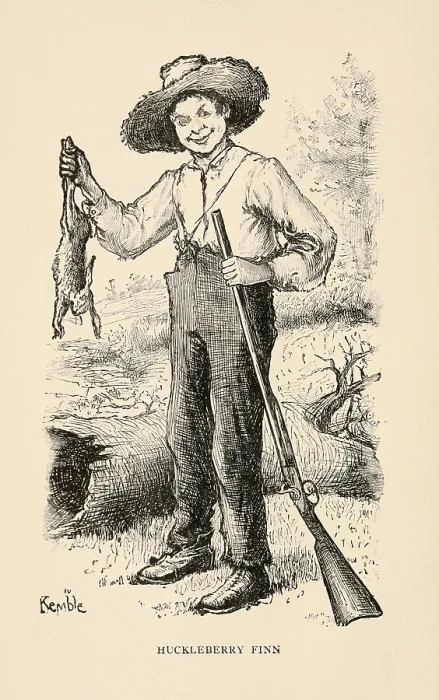 Framed Print : Frontispiece drawing by E. W. Kemble in the 1884 edition of the ADVENTURES OF HUCKLEBERRY FINN
