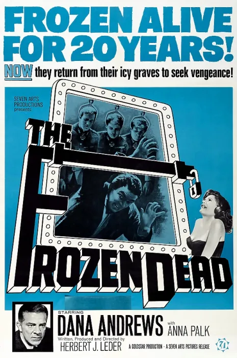 Framed Print : THE FROZEN DEAD, bottom left: Dana Andrews; lower right: Anna Palk; 1-sheet poster, 1967