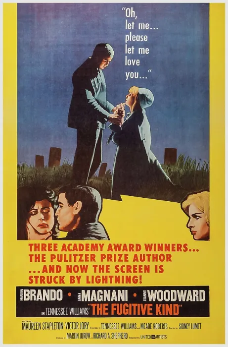 Framed Print : THE FUGITIVE KIND, US poster art, bottom, from left: Anna Magnani, Marlon Brando, Joanne Woodward, 1959 Framed Print : THE FUGITIVE KIND, US poster art, bottom, from left: Anna Magnani, Marlon Brando, Joanne Woodward, 1959