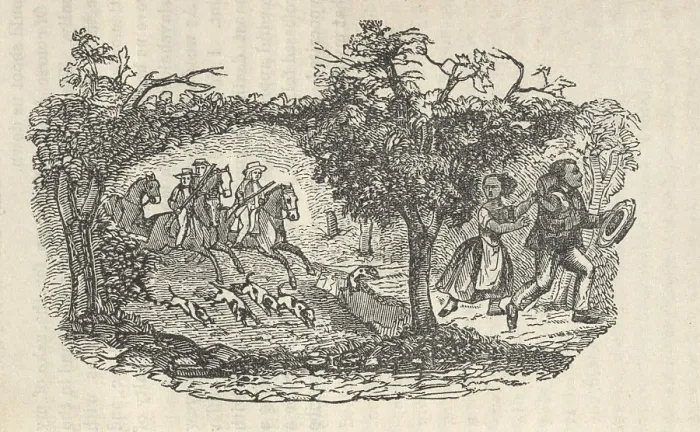 Framed Print : Fugitive slave Henry Bibb's family's escape from bondage last eight days. They were seeking refuge in the Red River Valley swamps when armed slave catchers captured them Framed Print : Fugitive slave Henry Bibb's family's escape from bondage last eight days. They were seeking refuge in the Red River Valley swamps when armed slave catchers captured them