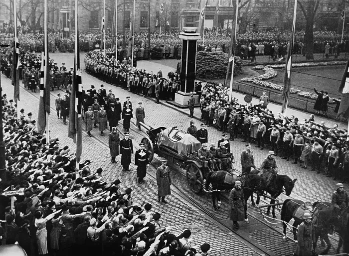 Framed Print : Funeral of Ernst vom Rath (1909-1938), a German diplomat assassinated in Paris in 1938 by a 17 year old exiled Jew, Herschel Grynszpan