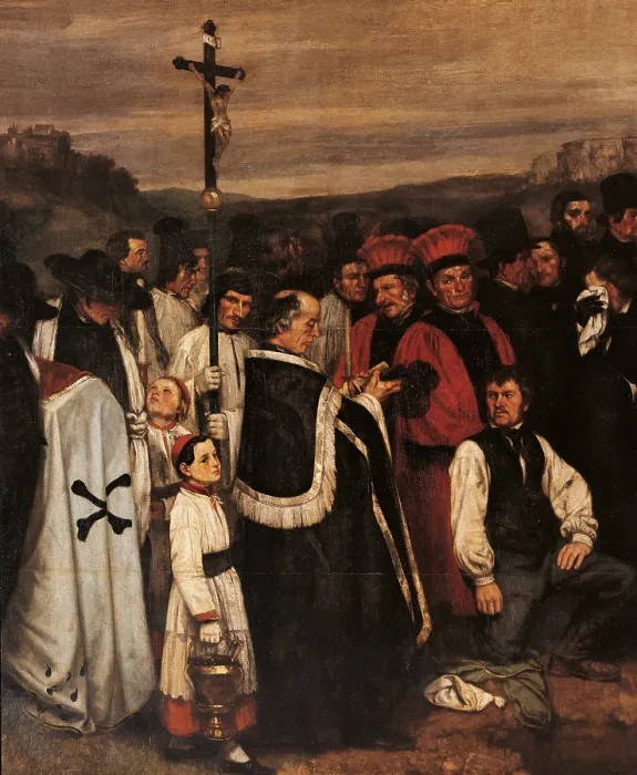 Framed Print : Funeral at Ornans, by Gustave Courbet, 1849 - 1850, 19th Century, oil on canvas, cm 315 x 668 - France, Ile de France, Paris, Muse dOrsay. Detail