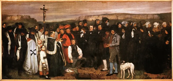 Framed Print : Funeral at Ornans, by Gustave Courbet, 1849 - 1850, 19th Century, oil on canvas, cm 315 x 668 - France, Ile de France, Paris, Muse dOrsay. All