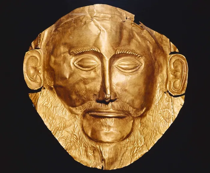 Framed Print : Funerary mask og Agamemnon. ca. 1550 BC. Mycenaean art. Jewelry. GREECE. Athens. National Museum of Archaeology. Proc: GREECE. Mycenae. AISA / Everett Collection**US SALES ONLY**