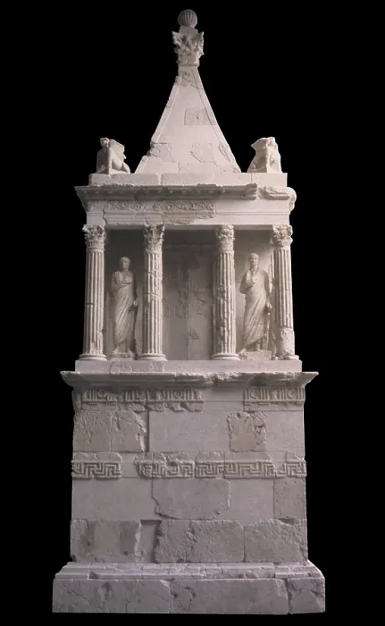 Framed Print : Funerary monument of Asfionio Rufo, 1st Century - Italy, Emilia Romagna, Sarsina, Archeological National Museum. Whole artwork view