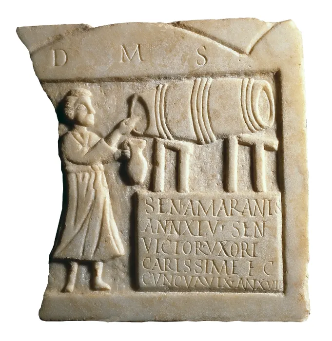 Framed Print : Funerary Stele of the Landlady Sentia Amaranis. 1st c. Roman art. Early Empire. Relief on marble. SPAIN. Merida. National Museum of Roman Art. Proc: SPAIN. Merida