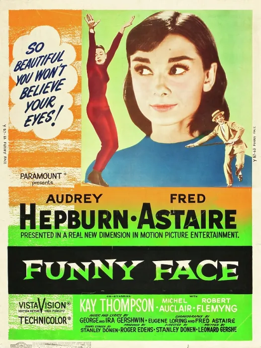 Framed Print : FUNNY FACE, l-r: Audrey Hepburn, Fred Astaire on US poster art, 1957