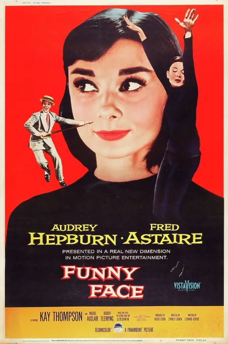 Framed Print : FUNNY FACE, l-r: Fred Astaire, Audrey Hepburn on US poster art, 1957
