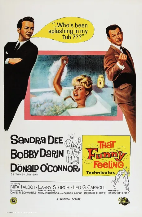 Framed Print : THAT FUNNY FEELING, US poster art, from left: Bobby Darin, Sandra Dee, Donald O'Connor, 1965 Framed Print : THAT FUNNY FEELING, US poster art, from left: Bobby Darin, Sandra Dee, Donald O'Connor, 1965
