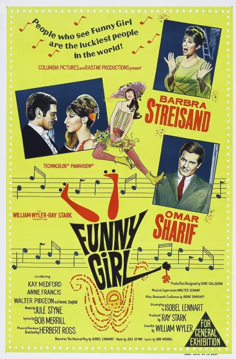 Framed Print : FUNNY GIRL, Australian poster, Barbra Streisand, Omar Sharif, 1968