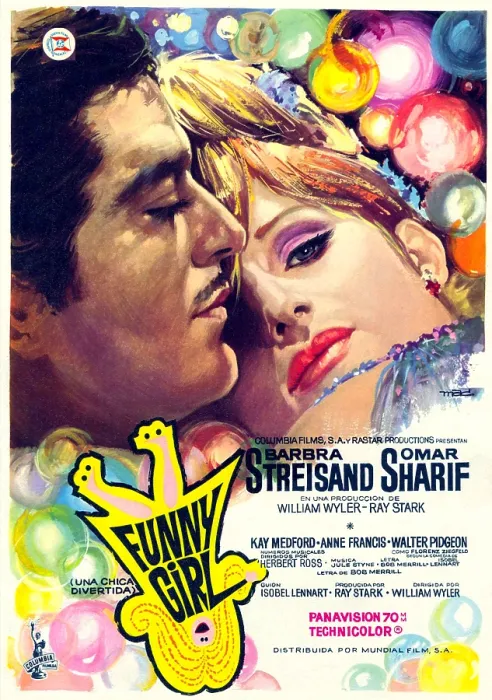 Framed Print : FUNNY GIRL, from left: Omar Sharif, Barbra Streisand; Spanish poster, 1968