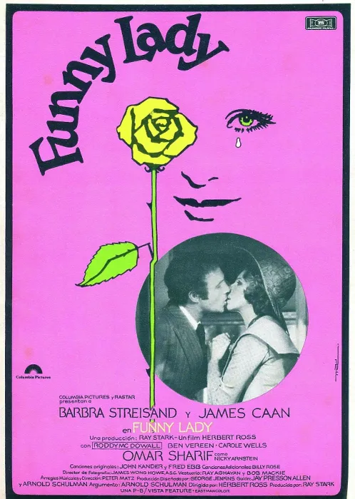 Framed Print : FUNNY LADY, in circular photo, from left: James Caan, Barbra Streisand; Spanish poster, 1975