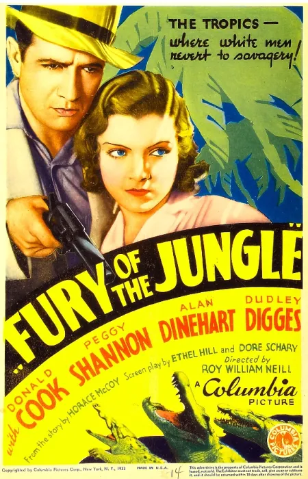 Framed Print : FURY OF THE JUNGLE, from left: Donald Cook, Peggy Shannon on midget window card, 1933