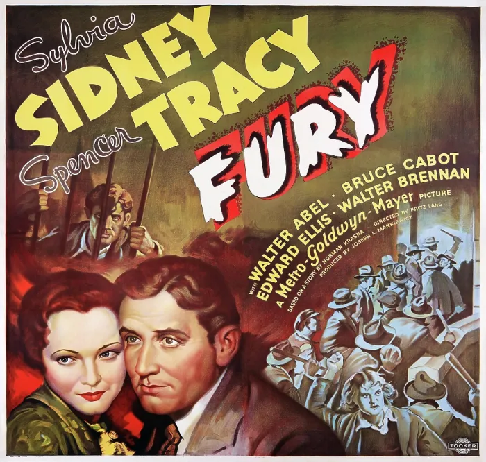 Framed Print : FURY, l-r: Sylvia Sidney, Spencer Tracy on poster art, 1936