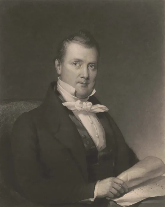 Framed Print : Future President James Buchanan in 1834, when he served as Pennsylvanias US Senator. He left the Senate in 1845 to become James Polks Secretary of State. Engraving by J