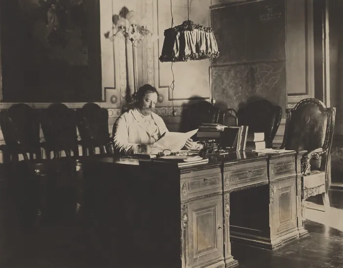 Framed Print : Future President, William H. Taft, as Governor-General of the Philippines, 1901-1903. He reads a newspaper at his desk with a map of Manila on the office wall (BSLOC_2017_2_93) Framed Print : Future President, William H. Taft, as Governor-General of the Philippines, 1901-1903. He reads a newspaper at his desk with a map of Manila on the office wall (BSLOC_2017_2_93)