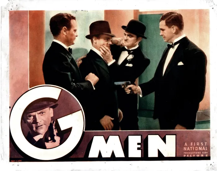 Framed Print : G-MEN, bottom: James Cagney; top from left: Russell Hopton, James Cagney, Edward Pawley, Barton MacLane, 1935