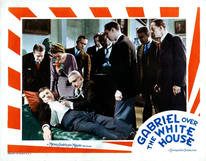Framed Print : GABRIEL OVER THE WHITE HOUSE, from left, Walter Huston, Karen Morley, Samuel S. Hinds, Franchot Tone, 1933
