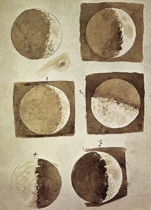 Framed Print : GALILEO, Galileo Galilei, called (1564-1642). Depiction of the different phases of the Moon viewed from the Earth. ITALY. Florence. National Library