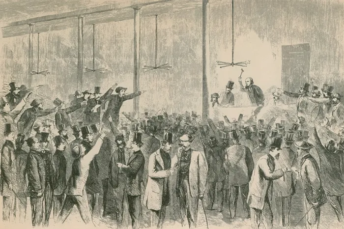 Framed Print : Gallagher's night stock exchange during the U.S. Civil war